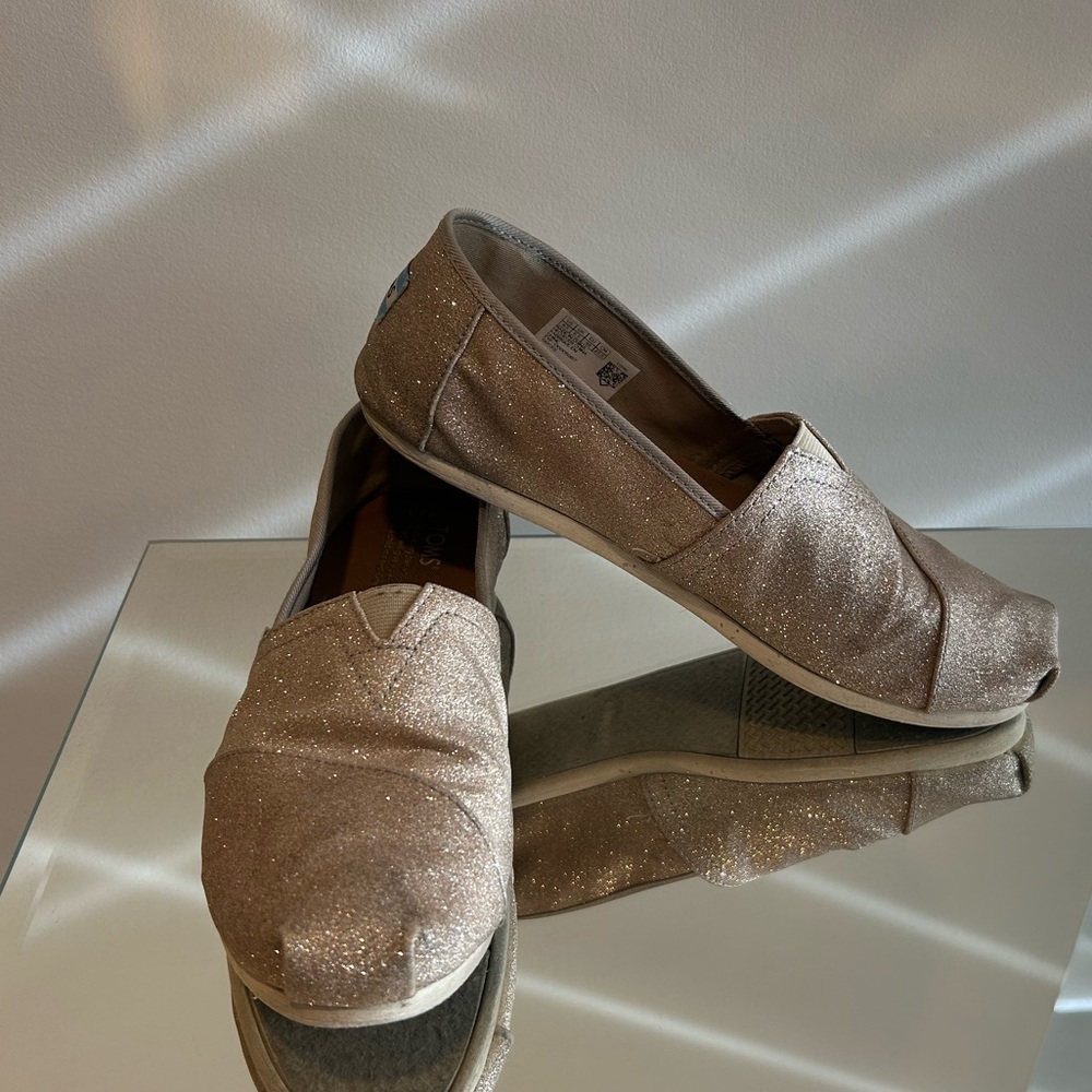 Light Gold Glitter Toms shoes